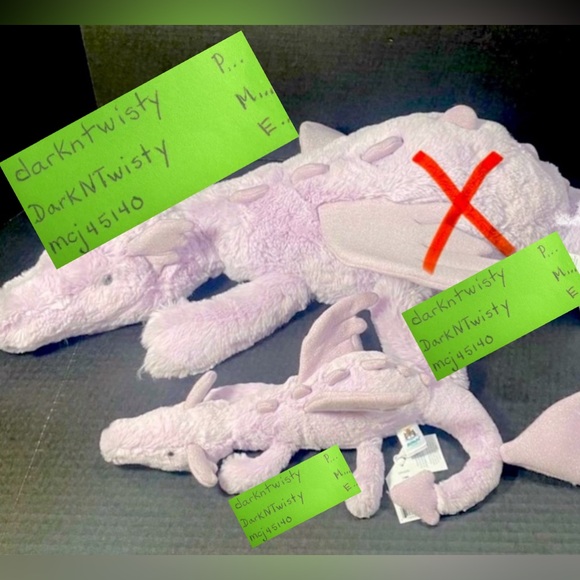 BNWT JellyCat Lavender Dragon Small 17” with tail unfurled, 13” with tail furled - Picture 3 of 15